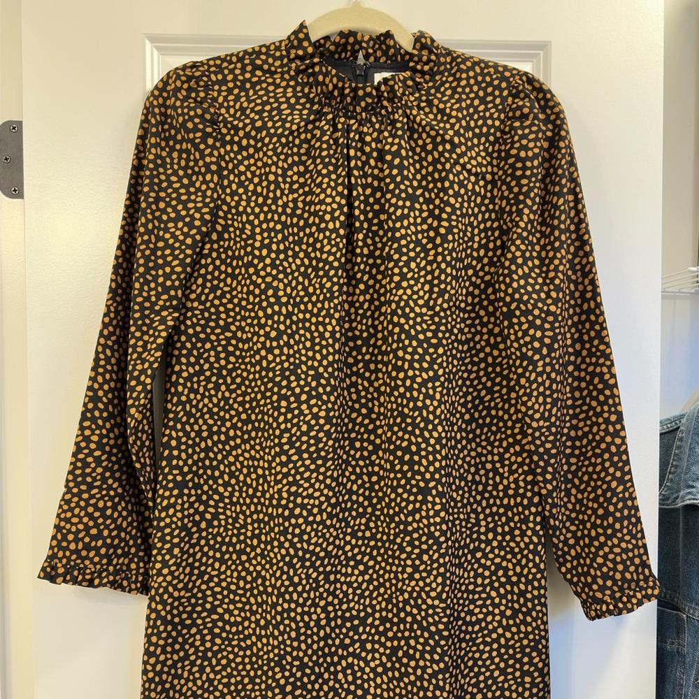 NWT J. Crew Ruffle Neck Long Sleeve Dress